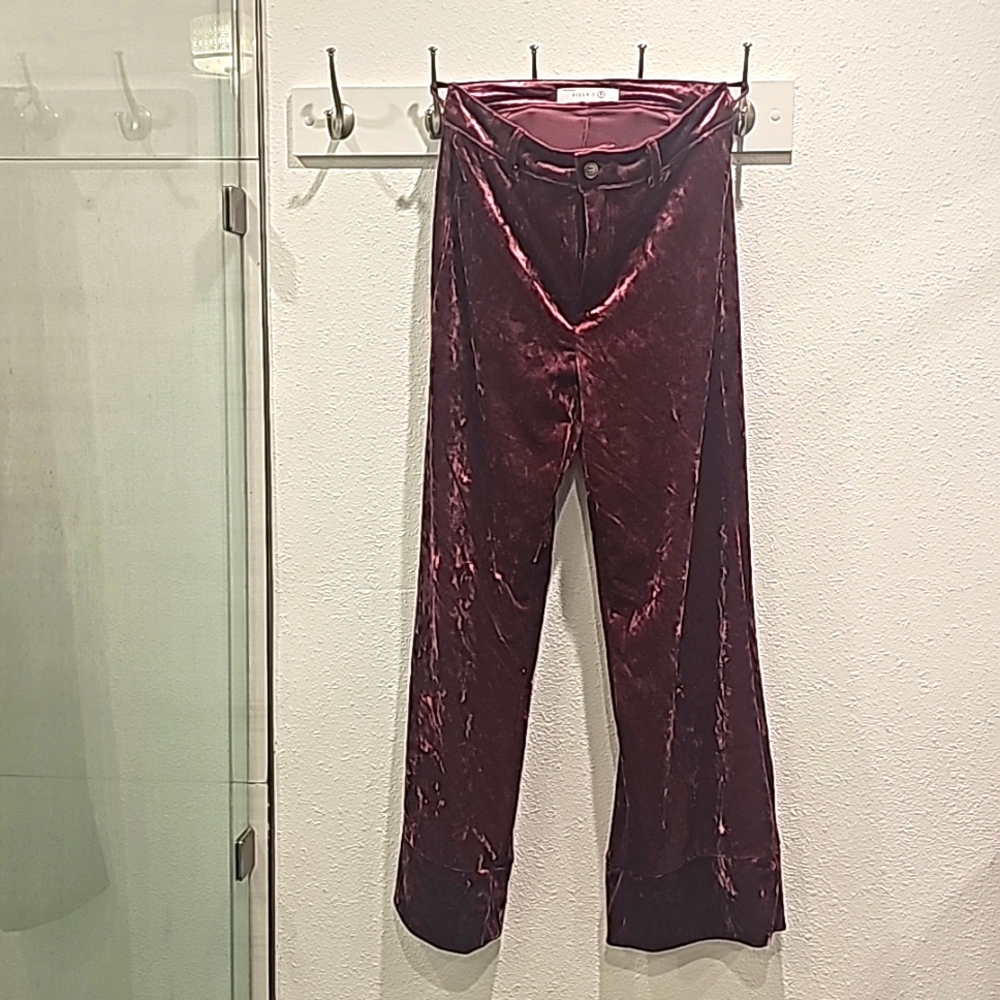 Billy T Fushia Velvet Wide-Leg Pants